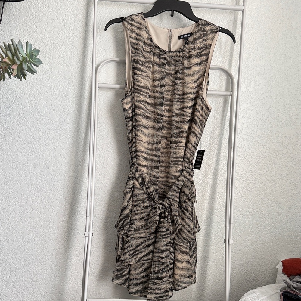 Express Black and Cream Patterned Mini Dress